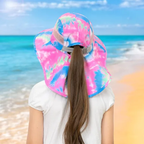 Miniatura 82 de Sombrero de sol para niños, protección UV, unicornio, verano, playa, jugar con ala ancha, solapa para el cuello para niñas y niños