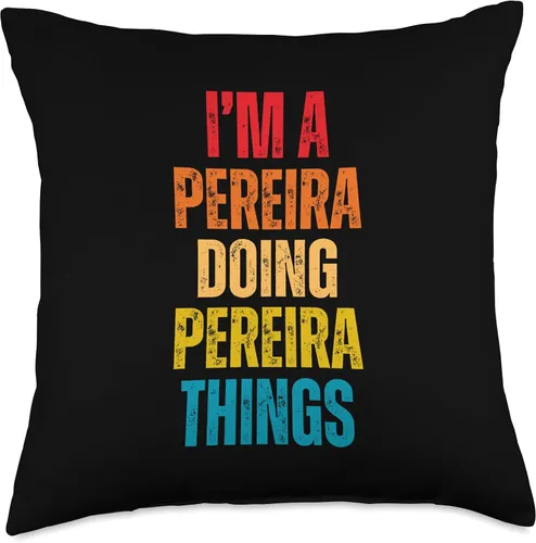 Miniatura 4 de Team Pereira & Personalized Last Name Gifts Pereira Proud Family Retro Reunion Last Name Surname Throw Pillow, 16x16, Multicolor
