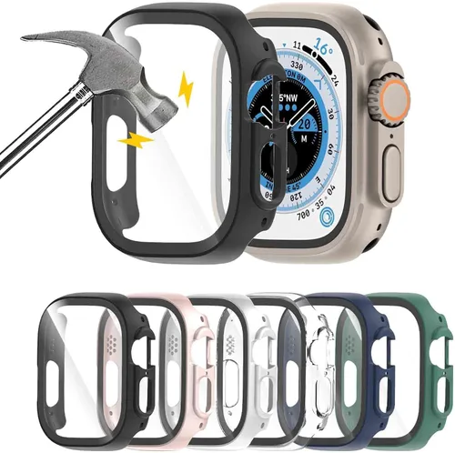 Miniatura 8 de Juego de 6 fundas para Apple Watch 40 mm SE 2 (2024) Series 6, Series 5, Series 4 con protector de pantalla de vidrio templado, funda protectora