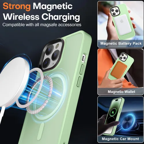 Miniatura 11 de Fuerte magnético para iPhone 11, compatible con Magsafe, [resistente a caídas de 13 pies] Funda trasera translúcida mate con sensación de piel