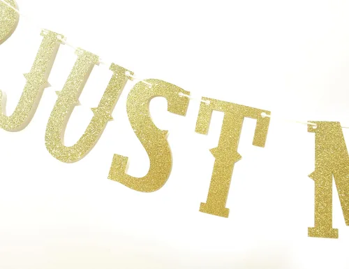 Miniatura 9 de Banner dorado con purpurina de recién casado – Cartel de boda DIY Just Married – Cartel Just Married para decoración de despedida de soltera