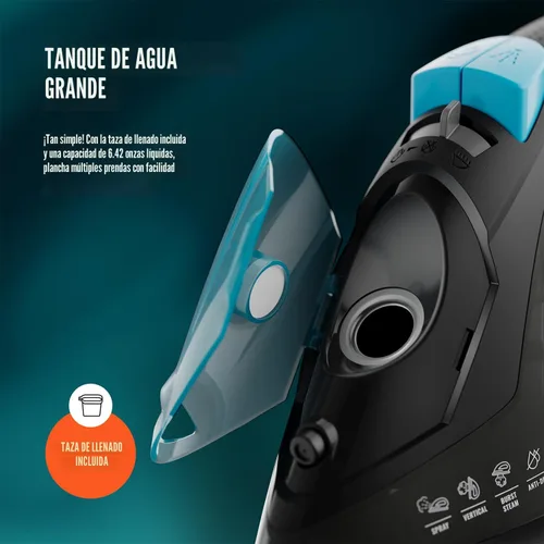 Miniatura 9 de PurSteam - Plancha de vapor profesional de 1250 W, potente vaporizador con ráfaga de vapor y pulverización, suela antiadherente, fácil control
