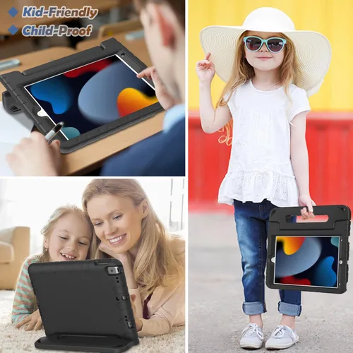 Miniatura 6 de LTROP Funda infantil para iPad de 9ª/8ª/7ª generación (2021/2020/2019), iPad 10.2 con protector de pantalla integrado, funda para niños con soporte