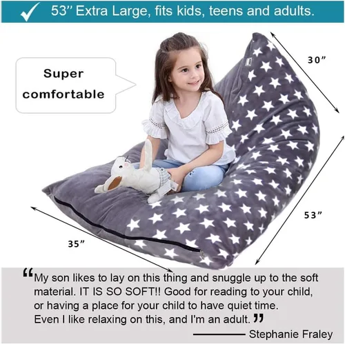 Miniatura 3 de Funda para puf de almacenamiento de animales de peluche, puf extra grande de 53 pulgadas para niños y adultos, soporte y organizador de juguetes