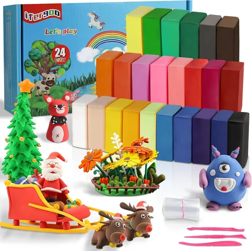 Miniatura 2 de Arcilla para modelar – Arcilla seca al aire en 24 colores y 1 bolsa grande de arcilla blanca para modelar, arcilla mágica de bricolaje