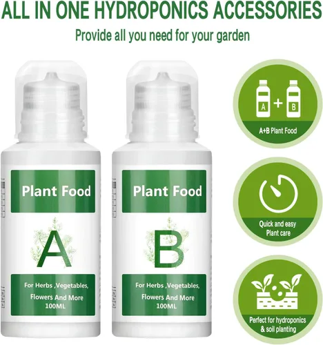 Miniatura 2 de Nutrientes hidropónicos, 27.1 fl oz de nutrientes hidropónicos A y B, nutrientes universales A & B para plantas de interior para un crecimiento