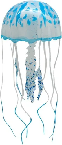 Jowxsx Juguete de medusas divertidas Accesorios para pecera, decoración flotante del mundo submarino, adornos de acuario de dibujos animados, Azul