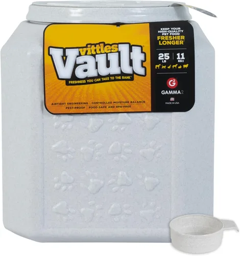 Vittles Vault Pawprint - Contenedor de almacenamiento de alimentos para mascotas para comida de perro, croquetas, semillas de pájaro/avena, arroz,