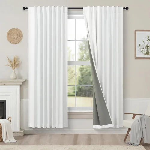 Miniatura 70 de Pitalk Cortinas cortas 100% opacas de lino para cafetería, 40 pulgadas de largo, 2 paneles, cortinas de puerta francesa para ventana, cortina