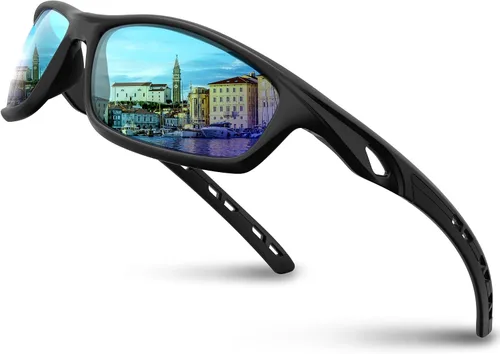 RIVBOS RB833 - Lentes de sol polarizados, unisex, con protección contra rayos ultravioleta, para deportes, pesca, conducción y ciclismo 833-negro