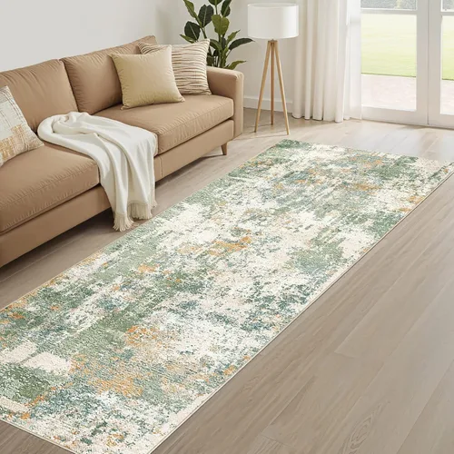 Miniatura 8 de Alfombra de pasillo lavable para cocina: 3 x 10 pies, antideslizante, abstracto, suave, moderno, resistente a las manchas, para interiores, piso