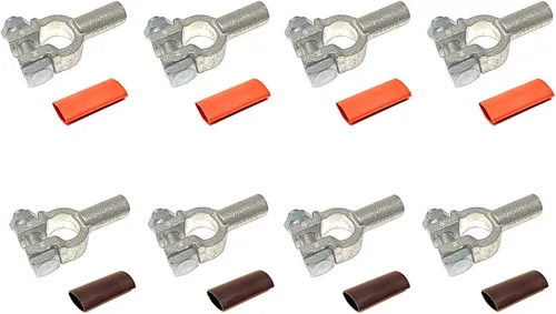 Miniatura 6 de 1 par de calibre 2/0 Conectores de terminal de cable de batería de poste superior, positivo y negativo (+/-) de cobre puro + tubo termorretráctil