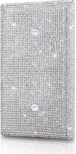 Miniatura 30 de 1 pieza Cubiertas de enchufe brillantes con diamantes de imitación, placas de pared para cubrir interruptores de luz, placa decorativa de imitación
