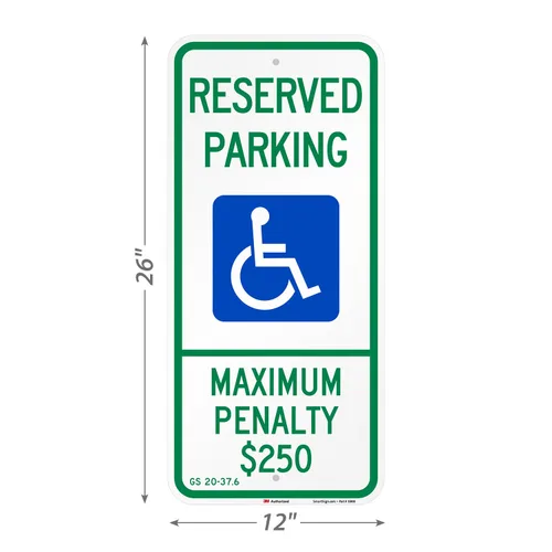 Miniatura 3 de SmartSign - Letrero de estacionamiento reservado para discapacitados - Penalización máxima de $250 pulgadas 12 x 26 pulgadas, aluminio reflectante