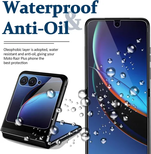 Miniatura 5 de Miimall - Protector de pantalla transparente HD para Motorola Razr+, 2 + 2 unidades, 2 unidades, parte delantera + interior, sin burbujas, cobertura