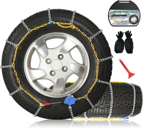 Miniatura 7 de Cadenas de nieve para automóviles, 2 x 12 mm, instalación rápida de 30 segundos de cadenas de neumáticos con tensor automático, cadena de tracción