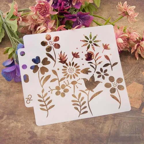Miniatura 8 de Plantillas de pintura de plástico PET con diseño hueco de copo de nieve, perfectas para diseño textil, decoración de pared, ventana, papel, álbumes