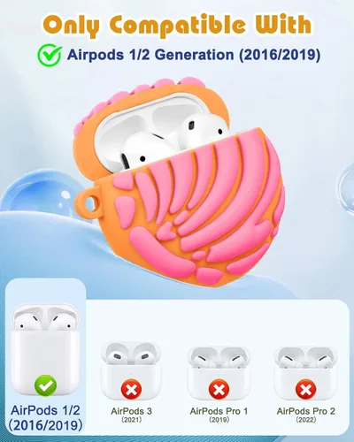 Miniatura 2 de Funda para Airpods de Boaretiu de 2ª/1ª Generación - Funda Linda Kawaii - Funda de Silicona Blanda 3D con Llavero para Mujeres, Niñas, Adolescentes