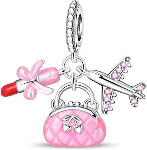 Miniatura 11 de Pulsera y collar de plata de ley 925 con dije de corazón, mariposa, loto, avión, viaje, lindo gato, cuentas, regalo para mujer