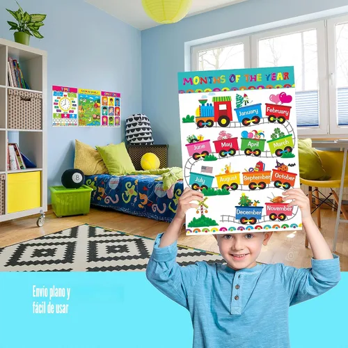 Miniatura 4 de Gethelud 17 Paquetes de Pósteres Educativos, Herramientas de Aprendizaje Preescolar Cubiertas con Película PET para Guardería, Jardín de Infantes