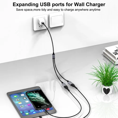 Miniatura 2 de Jasput Cable USB a USB, cable de carga USB macho a hembra y cable USB doble de transferencia de datos, cable de carga múltiple para TV, luz, carga