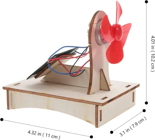 Miniatura 2 de Ventilador de casa 3 juegos de ventilador para el hogar, ventilador de madera de madera, modelo solar solar de ciencia educativa edificio ensamblar