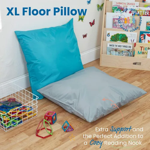 Miniatura 3 de ECR4Kids Cojín Jumbo para interiores y exteriores, para niños, 27 x 27 pulgadas, esenciales para el aula, turquesa
