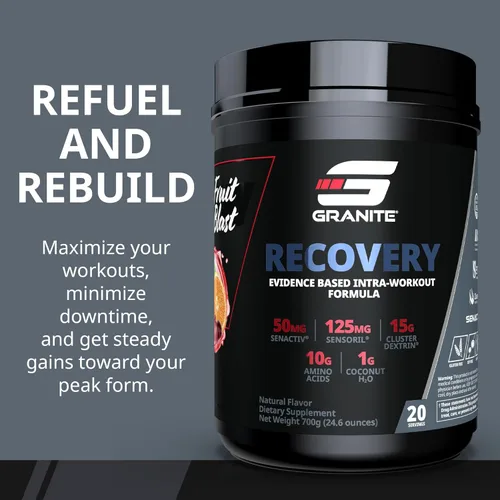 Miniatura 2 de Granite Nutrition Recovery - Bebida intraentrenamiento prémium con EAA, dextrina en racimo, Sensoril y Senactiv para rendimiento atlético