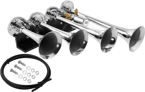 Miniatura 11 de Vixen Horns - Cuerno de tren para camión/coche. 4 Bocinas de aire con trompetas negras (XLong). Sonido súper fuerte en dB. Se adapta a vehículos
