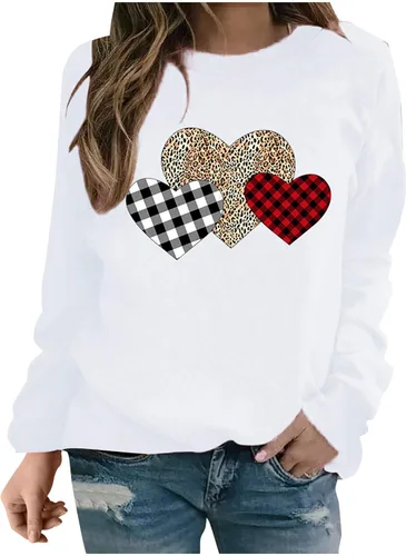 Miniatura 56 de Sudadera de manga larga con estampado de leopardo y corazón para mujer, para el día de San Valentín, sin botones, para niñas, regalos
