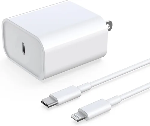 DABUSTAR Cargador Rápido para iPhone, Bloque Cargador de Pared USB C PD de 33W con [Certificado MFi] Cable Tipo C a Lightning de 6 pies de Carga