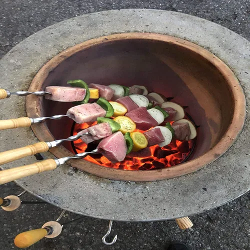 Miniatura 4 de Paquete de 12 pinchos Kabob 22 pulgadas, pinchos de barbacoa de acero inoxidable, resistentes, grandes, reutilizables con asa de madera