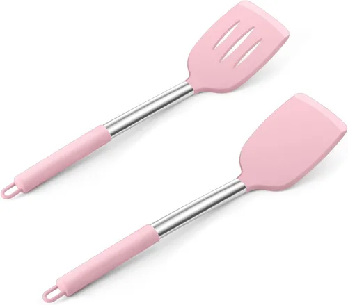 Miniatura 9 de Juego de utensilios de cocina de 4 piezas, E-far utensilios de cocina de silicona para utensilios de cocina antiadherentes, espátula ranurada Azul