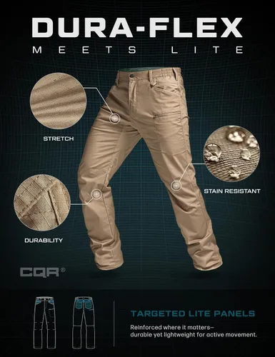 Miniatura 143 de CQR – Pantalones tácticos elásticos tipo cargo para hombre, resistentes al agua, de tela ripstop (antidesgarros), ligeros, ideales para uso diario