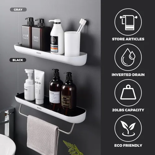 Miniatura 4 de Organizador de ducha negro montado en la pared, organizador de baño resistente al óxido sin taladrar con adhesivo fuerte para champú, jabón
