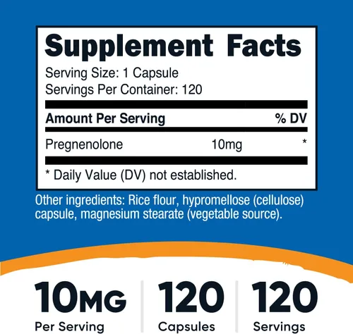 Miniatura 2 de Nutricost Pregnenolone 10 mg, 120 cápsulas - Sin OMG, sin gluten, cápsulas vegetarianas