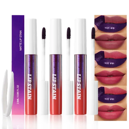Miniatura 22 de evpct Tintas de labios que se despegan de color rojo mauve profundo con pinza, lápiz labial líquido mate de larga duración, resistente al agua