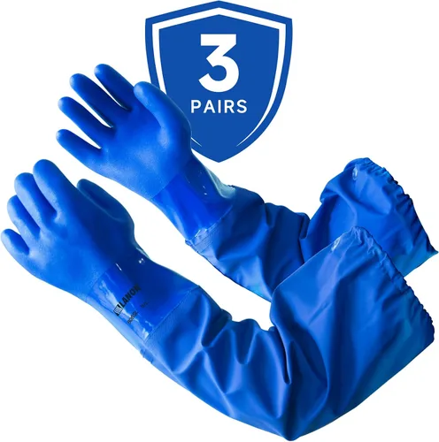 Miniatura 8 de LANON Guantes de PVC resistentes a productos químicos de 26 pulgadas, longitud del codo, guantes de goma largos de alta resistencia, protección