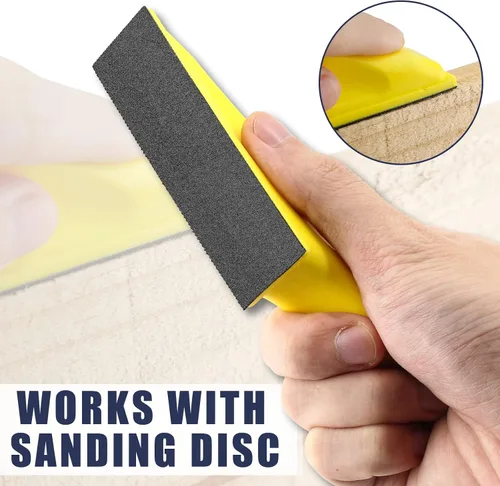 Miniatura 5 de Kit de microlijadora de 3.5 x 1 pulgada, 2 piezas de mini bloques de lijado a mano, placa de soporte de gancho para pulido de espacios estrechos