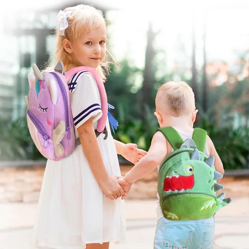Miniatura 8 de Svitbag Mochila pequeña de dibujos animados de animales pequeños con correas ajustables para niños y niñas, Dinosaurio