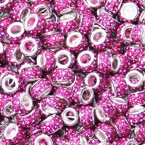 Miniatura 14 de 200 Piezas de Cuentas Espaciadoras Europeas de Agujero Grande, Cuentas de Artesanía Europeas Negras Zyehxed con Diamantes de Imitación Cuentas Negro