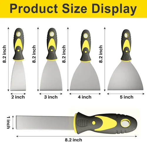Miniatura 2 de Rerdeim Juego de 5 cuchillos de masilla, 1" 2" 3" 4" 5" raspador, cuchillo para masilla, raspador de pintura, herramienta raspadora, no se oxida