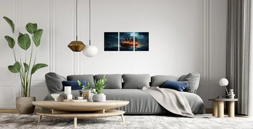 Miniatura 3 de TutuBeer 3 Piezas Arte de Pared Batalla Naval Barco Imagen Barco Pirata Velero Póster Barco Pirata Azul en Llamas Imagen Impresa en Lienzo Póster