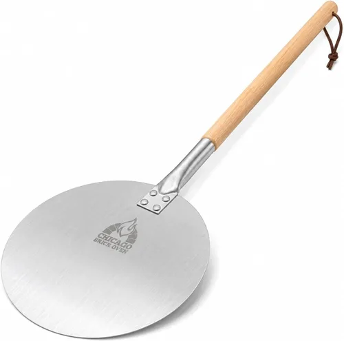 Miniatura 11 de Chicago Brick Oven Turning Pala Perforada para Pizza - 7" de Diámetro - 35" de Longitud Total - Pala para Pizza Premium, Acero para Pizza, 12