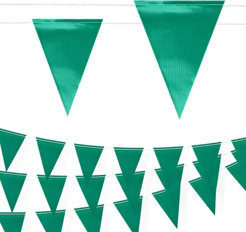 Miniatura 12 de Banderines de advertencia de seguridad de 105 pies – Banderas triangulares multiusos OSHA de alta visibilidad para valla exterior, trabajos