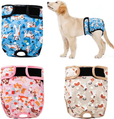 Miniatura 14 de Pañales Lavables para Perras Hembras Paquete de 3, Pañal Reutilizable para Perrita, Pañal para Perro Altamente Absorbente, Pañales Ajustables a
