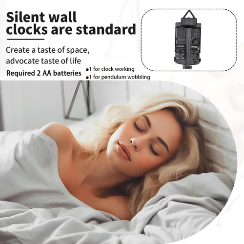Miniatura 3 de Dankeit Reloj de pared decorativo de cuarzo silencioso con péndulo, grande para sala de estar, cocina, baño, dormitorio, 13 x 21.65 pulgadas (beige)