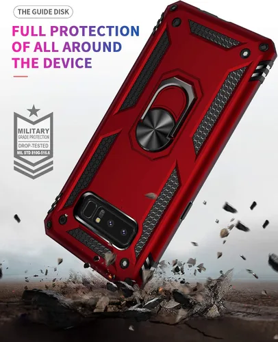 Miniatura 5 de Funda de grado militar para Samsung Galaxy Note 8, soporte de anillo giratorio de metal 360, soporte de soporte magnético integrado para montaje
