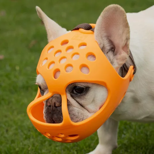 Miniatura 7 de Bozal corto para perro, de silicona suave, ajustable, transpirable, bozal para masticar, morder, ladrar, entrenar, ideal para perros de cara plana