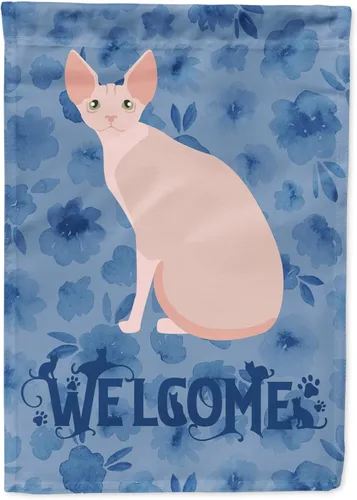 Miniatura 36 de Caroline's Treasures CK5047CHF Ojos Azules - Bandera de bienvenida con diseño de gato para casa de porche, grande, para colgar en la pared